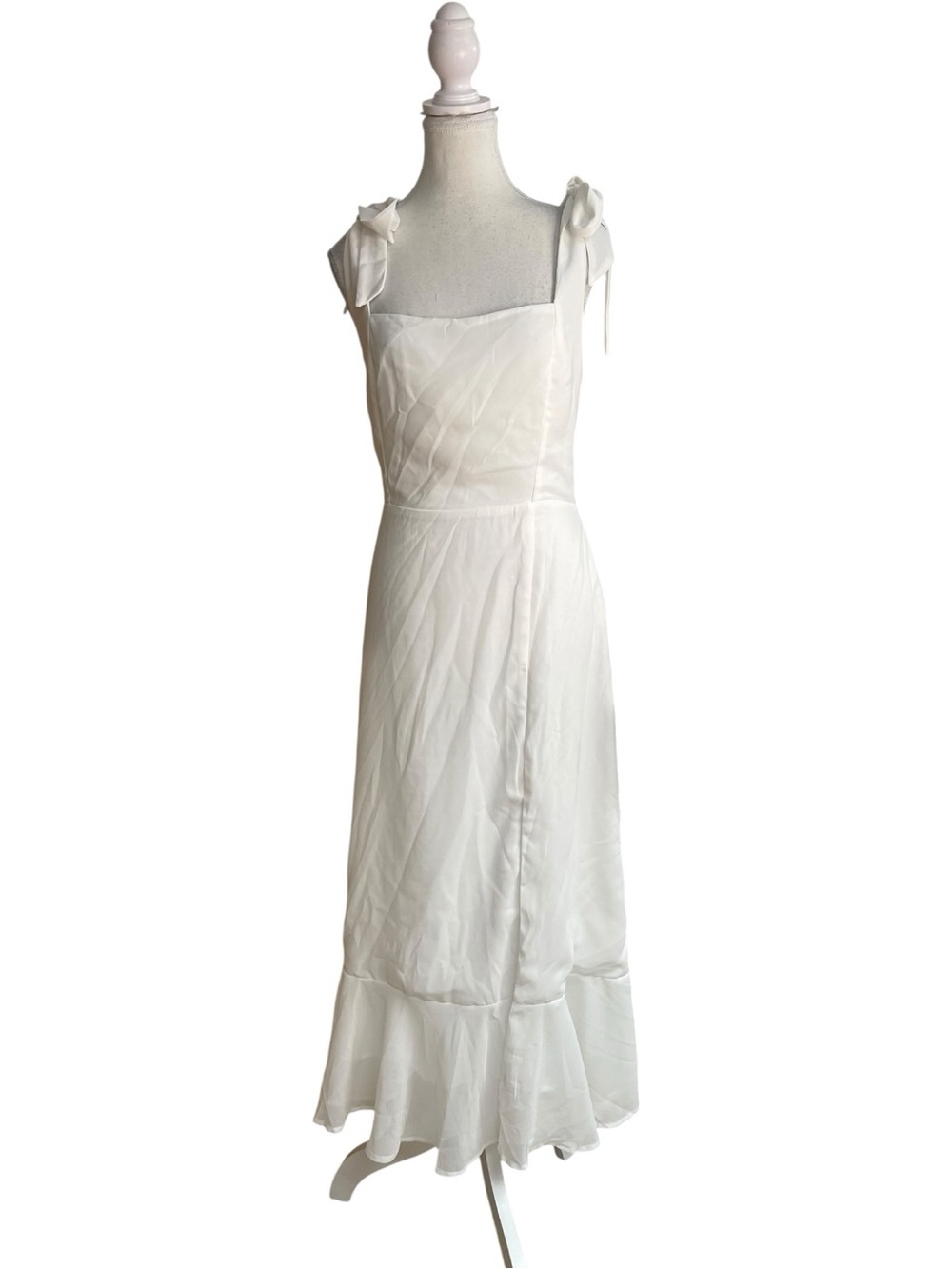 Lulus Summer Invite Tie-Shoulder Tiered Midi Dress White
